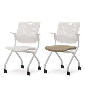 EZ 코나 폴딩 팔걸이 화이트 의자  사무용 학생용 기능성
